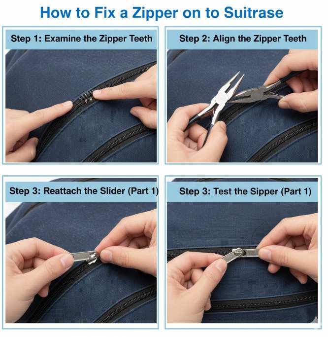 How to Fix a Zipper on a Suitcase